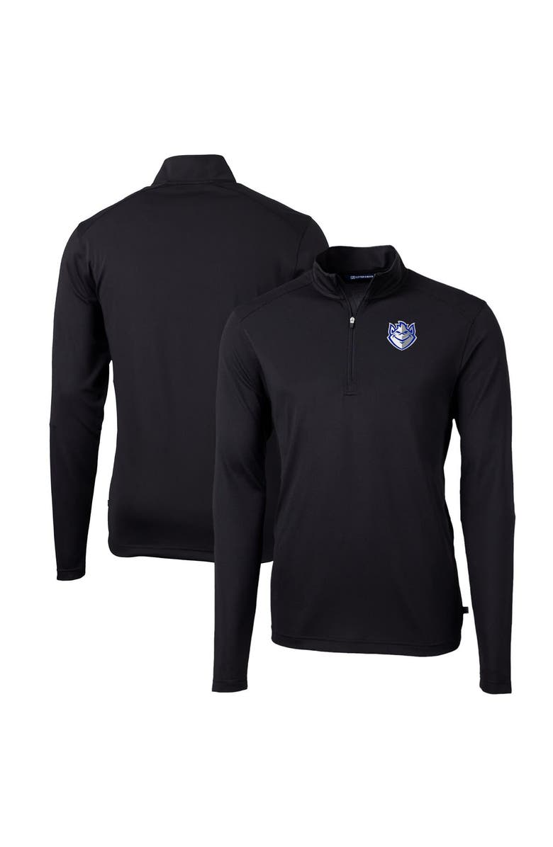 Cutter & Buck Men's Cutter & Buck Black Saint Louis Billikens Big & Tall Virtue Eco Pique Recycled Quarter-Zip Pullover Top, Main, color,