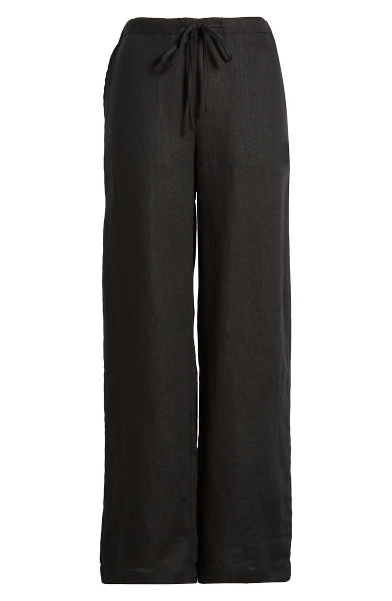 Rails Emmie Drawstring Wide Leg Linen Pants, Alternate, color, Black