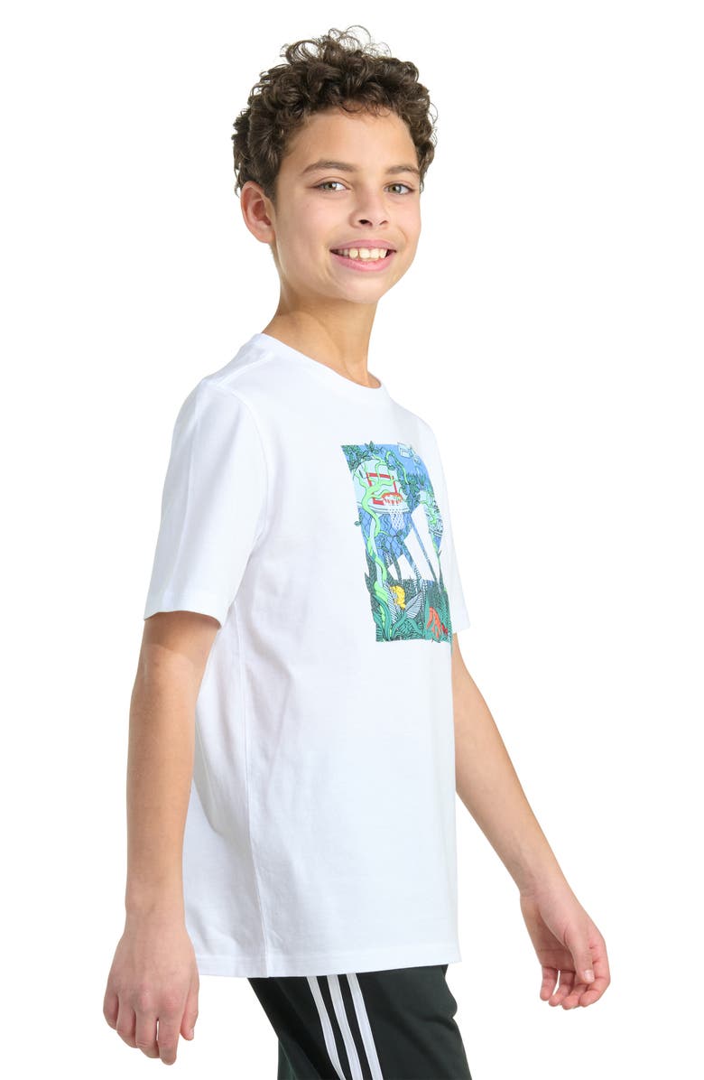 adidas Kids' Jungle Box Logo Graphic T-Shirt, Alternate, color, White Multi