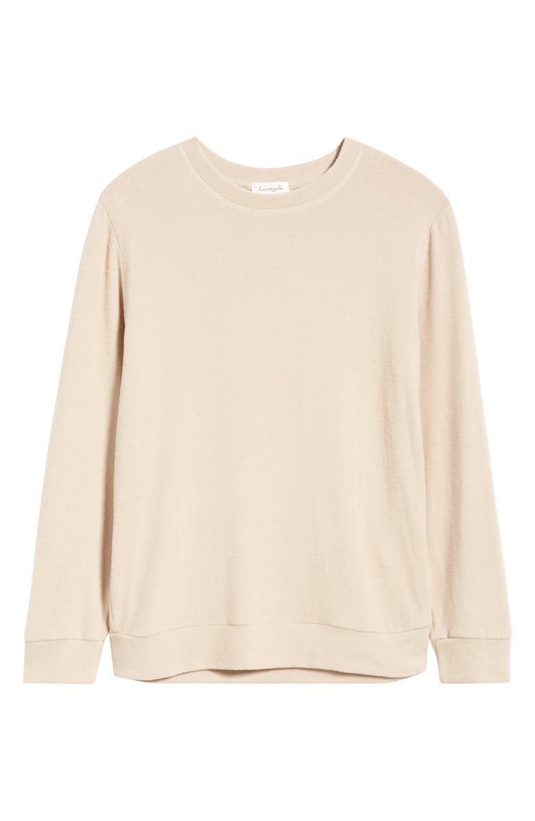 Loveappella Brushed Jersey Crewneck Top, Alternate, color, Camel