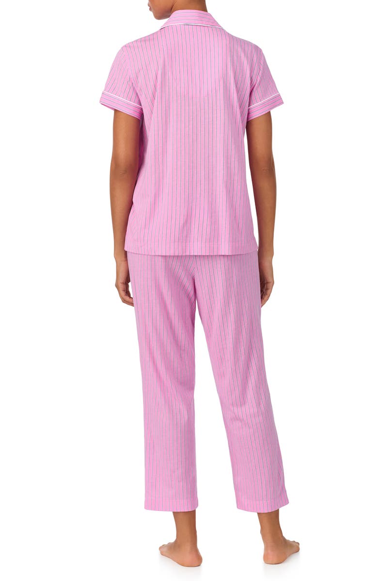 Lauren Ralph Lauren Notch Collar Long Pajamas, Alternate, color, Pink Stripe