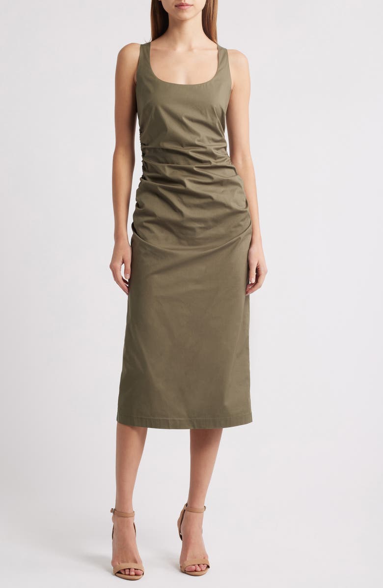 Charles Henry Ruched Tank Midi Dress, Main, color,
