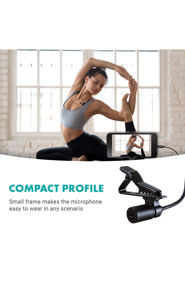 MOVO iLav-L Digital Lavalier Omnidirectional Clip on Microphone, Alternate, color, Black