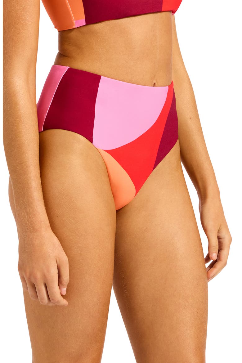 High Waist Bikini Bottoms, Alternate, color, FLAME