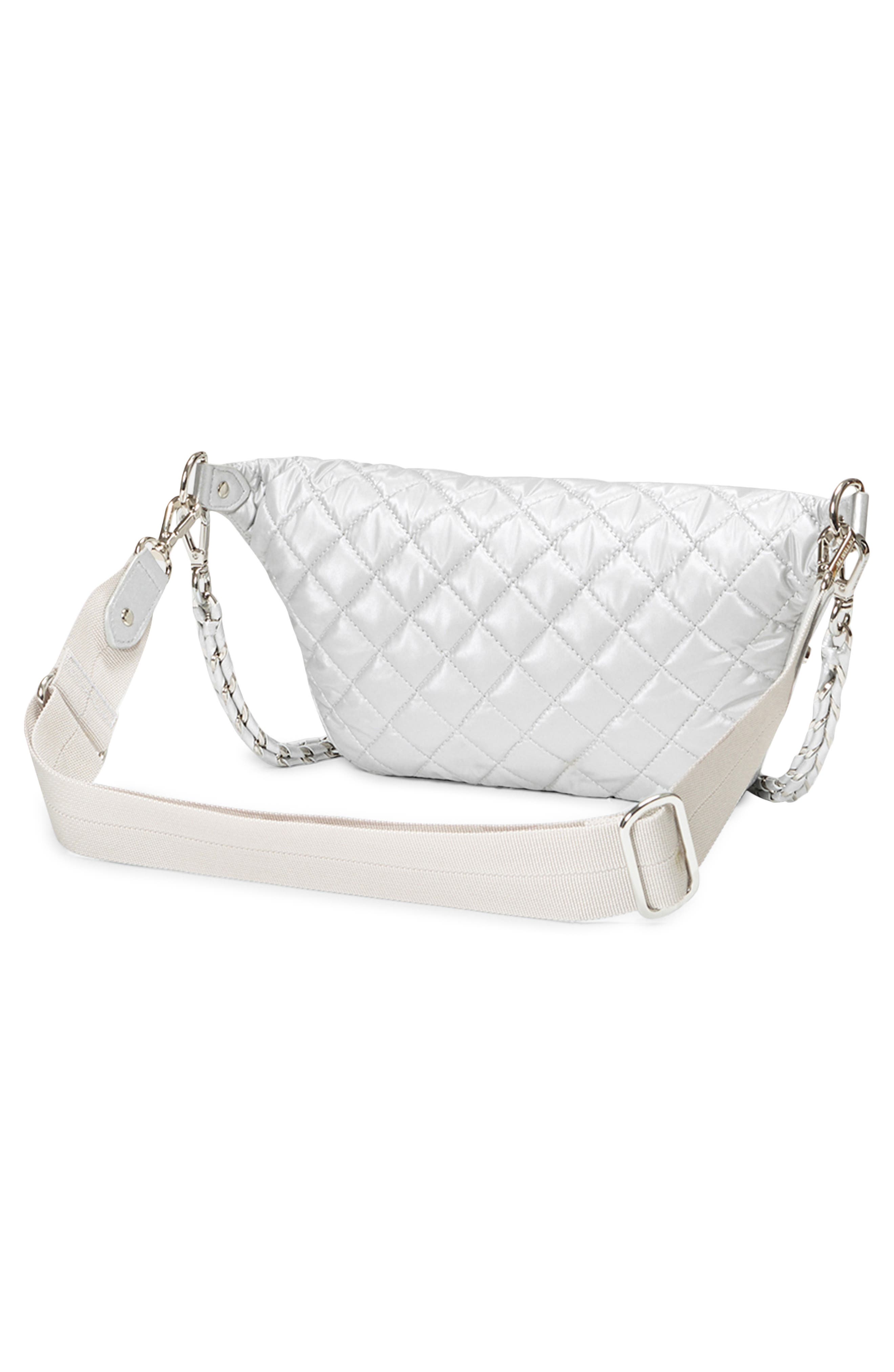 Small Crosby Quilted Nylon Convertible Sling Bag, Alternate, color, OYSTER METALLIC