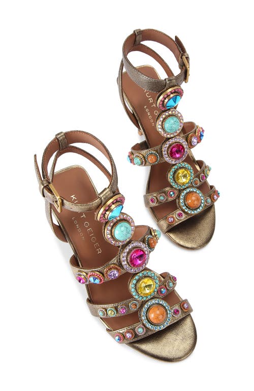 Kurt Geiger Womens Bronze Com Octavia High Crystal-embellished Metallic-leather Heeled Sandals