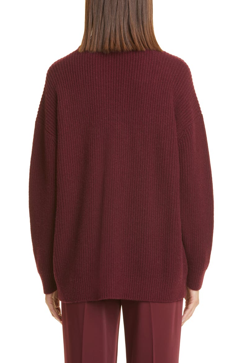 Oversize Wool & Cashmere Cardigan, Alternate, color, PLUM WINE