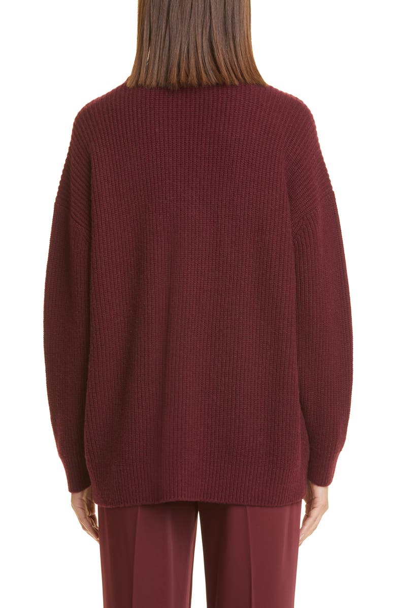 Vince Oversize Wool & Cashmere Cardigan, Alternate, color, Plum Wine