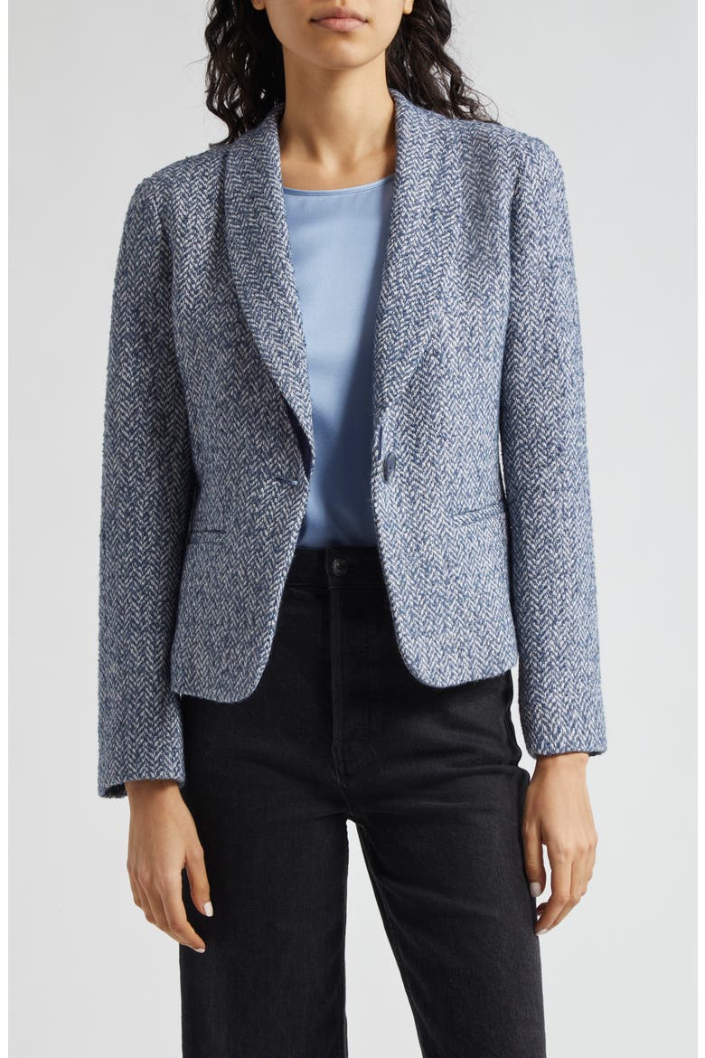 Metallic Chevron Tweed Jacket, Main, color, SOLID LIGHT BLUE