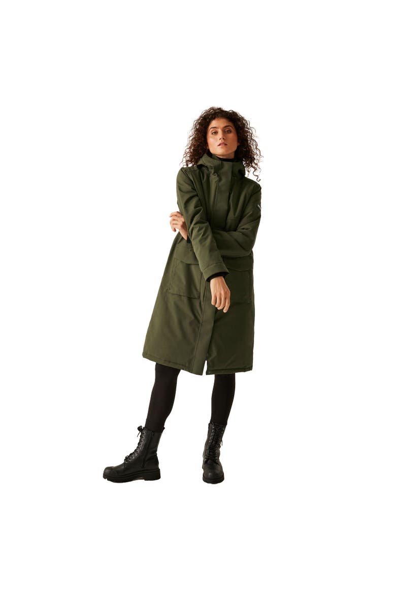 Yarli Longline Waterproof Jacket, Alternate, color, Dark Khaki and Black