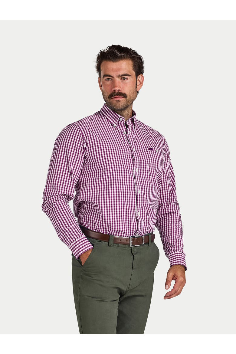 Classic Long Sleeve Gingham Shirt, Main, color, Purple