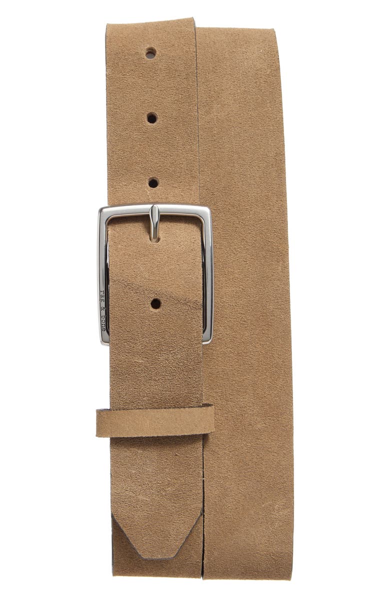 rag & bone Rugged Genuine Suede Belt, Main, color, Camelsd