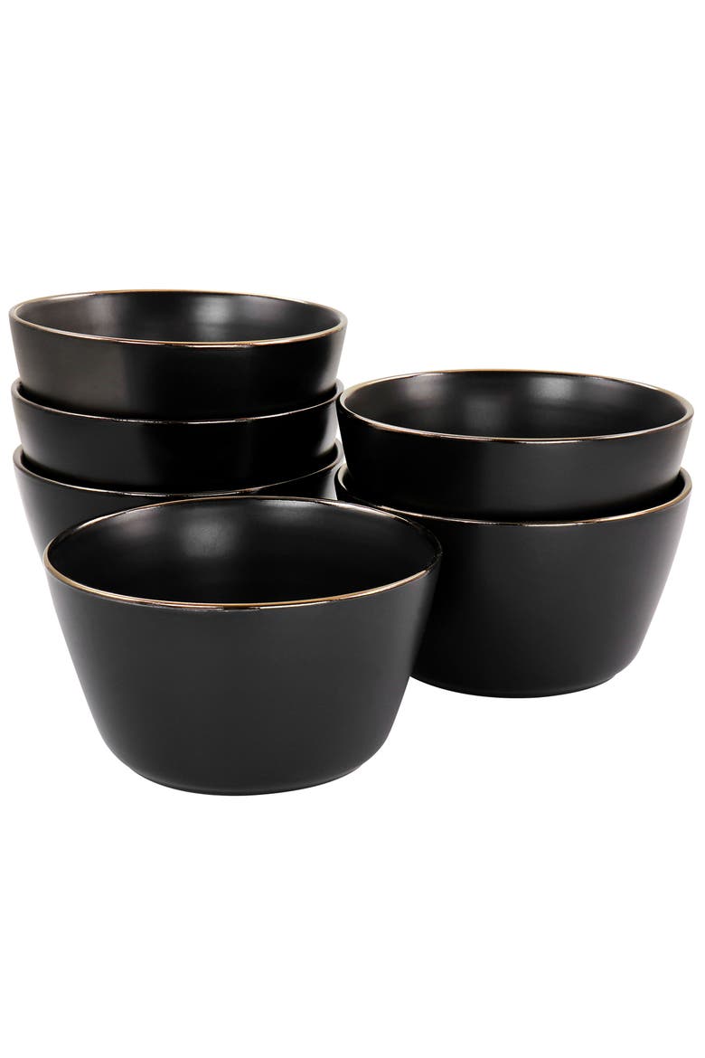 Paul 6 Piece Stoneware Bowl Set, Main, color, Black