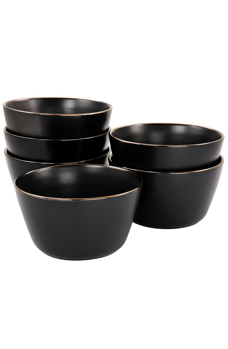 Elama Paul 6 Piece Stoneware Bowl Set, Main, color, Black