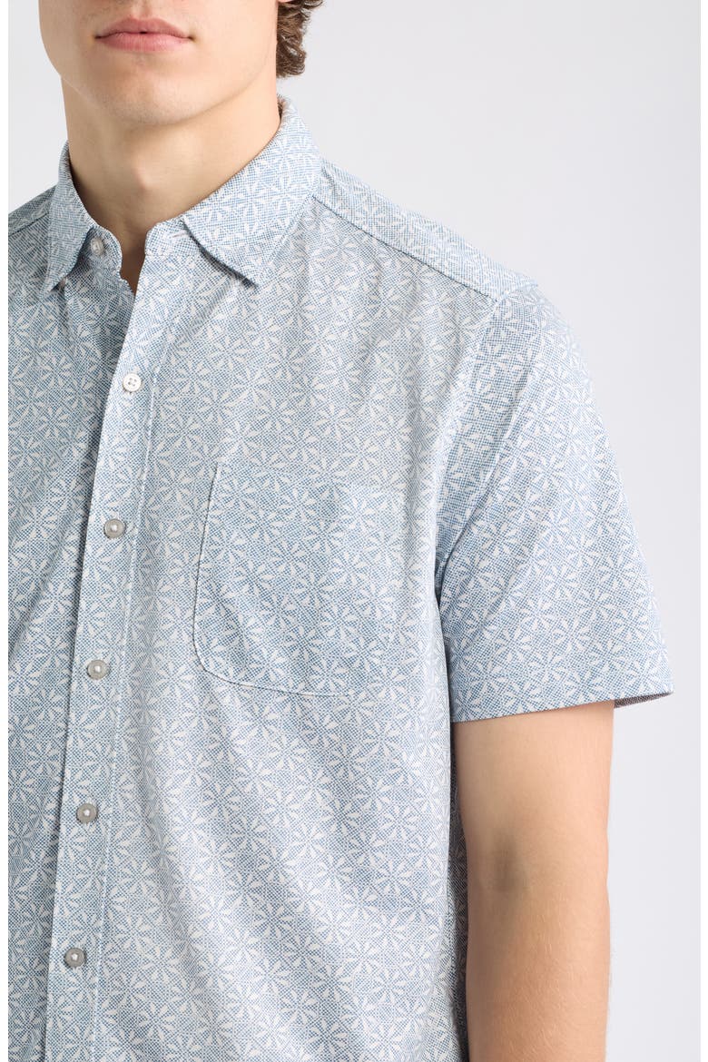 San Lucio Breeze Block IslandZone® Knit Short Sleeve Cotton Blend Button-Up Shirt, Alternate, color, BLUE ASH