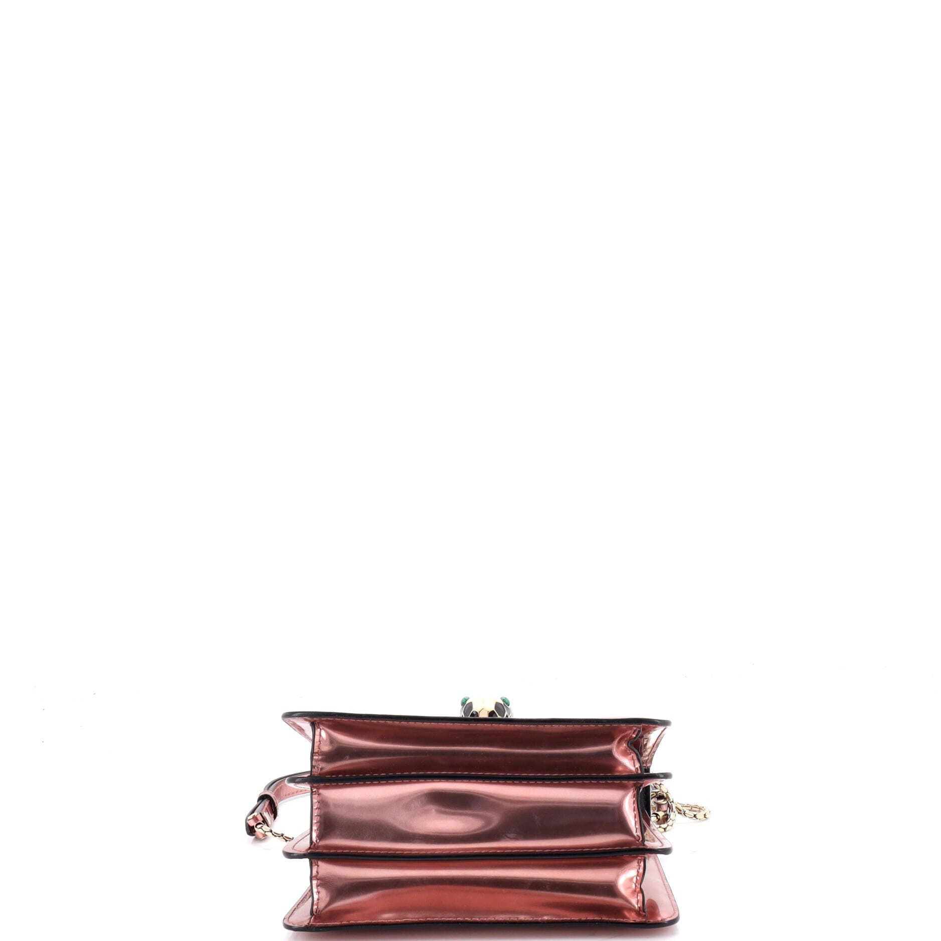 Serpenti Top Handle Bag Patent Small, Alternate, color, Metallic Silver