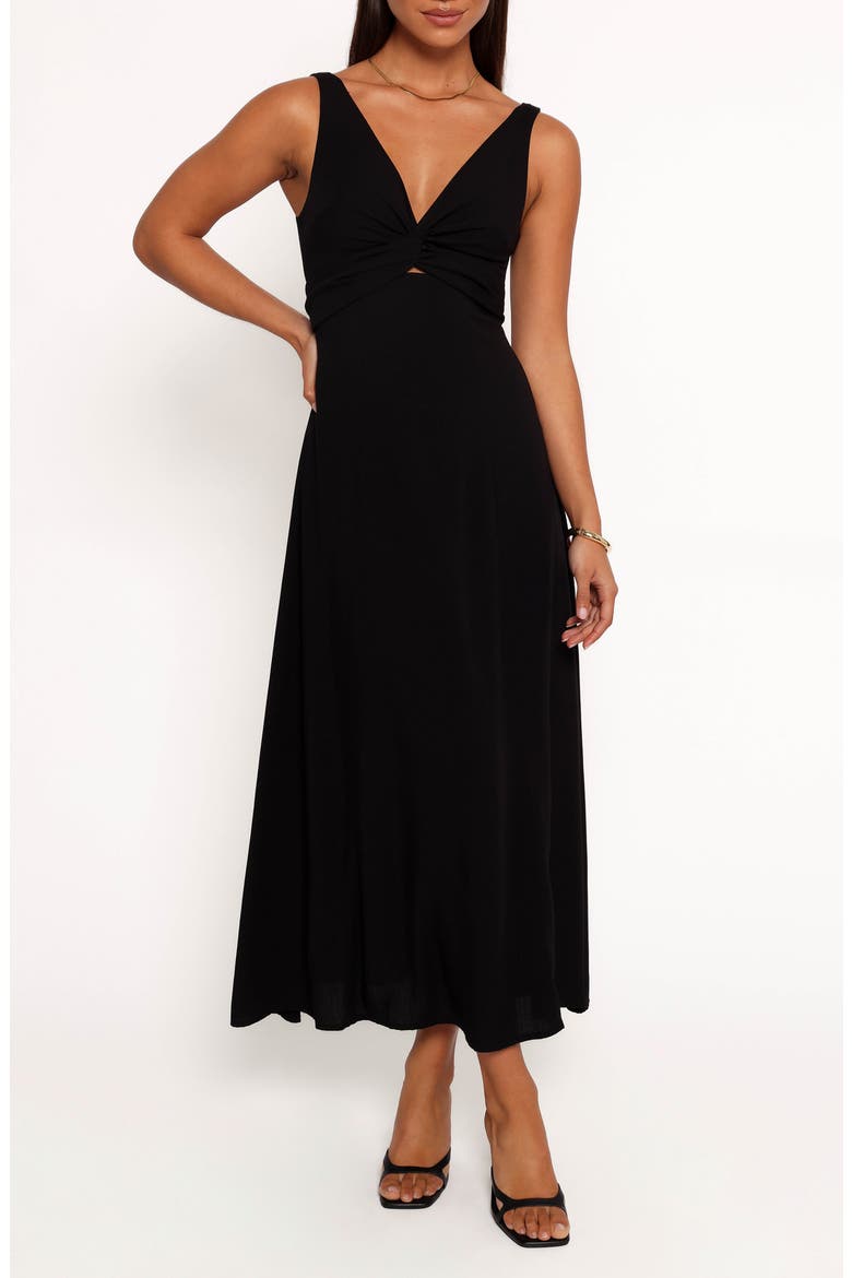 Archer Sleeveless Fit & Flare Midi Dress, Main, color, BLACK
