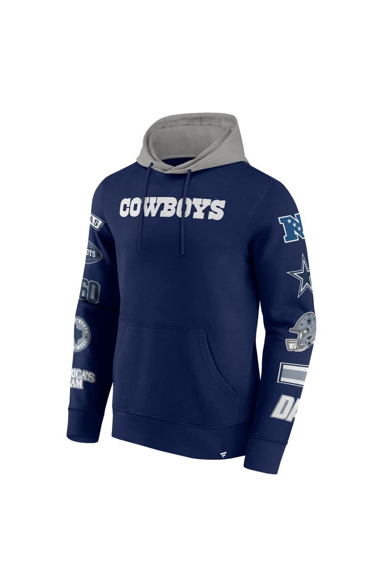 FANATICS Men's Fanatics Navy/Silver Dallas Cowboys Patched Out Pullover Hoodie, Alternate, color, Navy