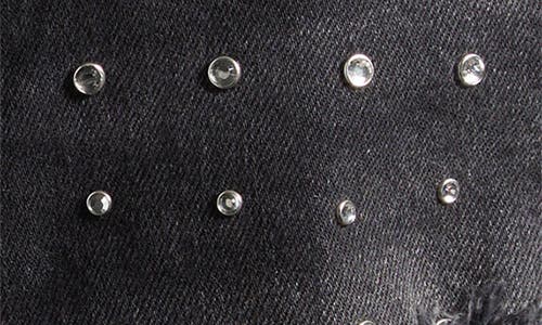 Shop Good American Bombshell Crystal Embellished Destroyed Cutoff Denim Shorts In Black351