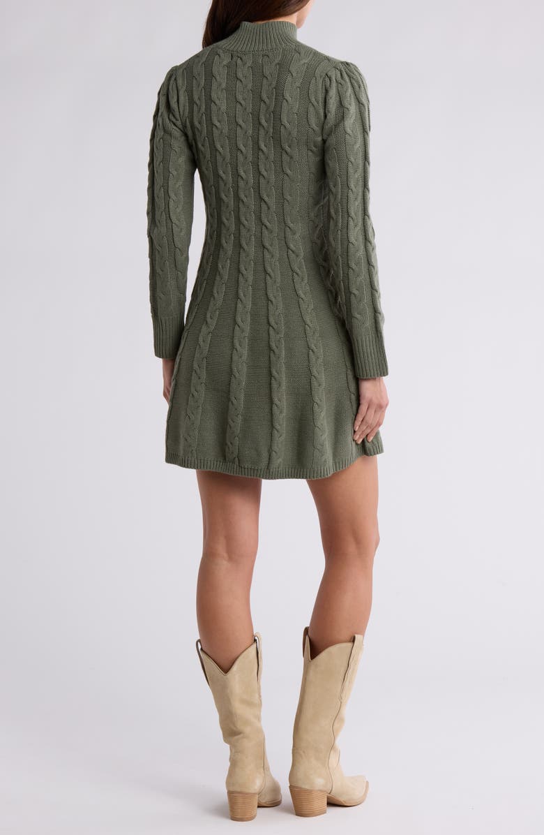 Lucky Brand Cable Stitch Long Sleeve Sweater Dress, Alternate, color, 