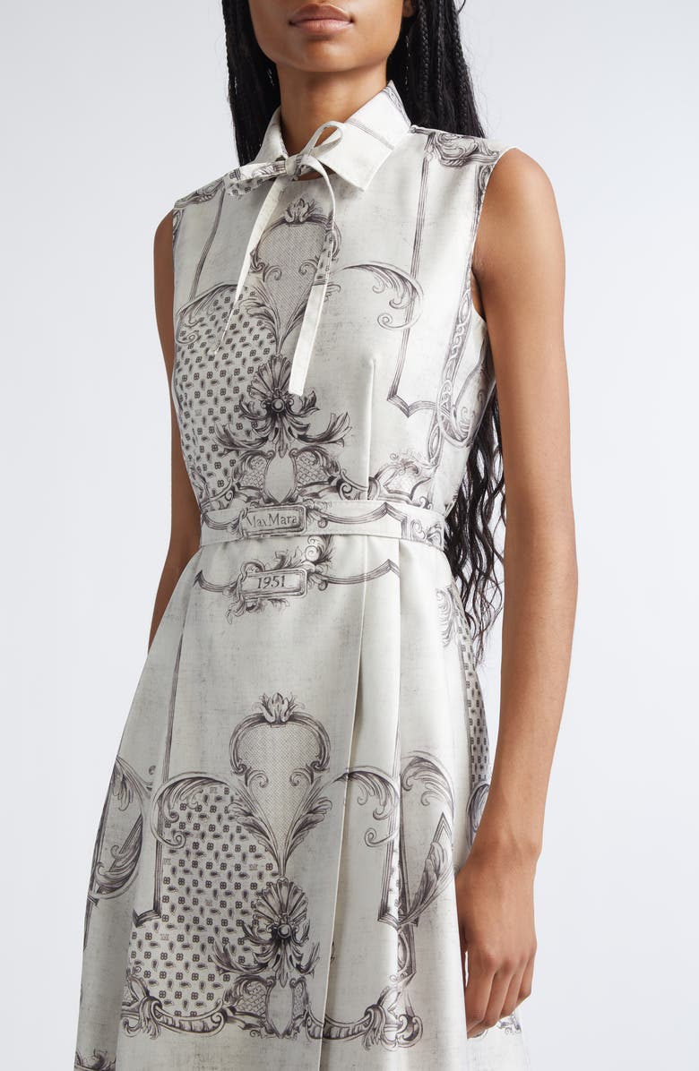 Max Mara Ambuto Print Sleeveless Fit & Flare Dress, Alternate, color, Ivory