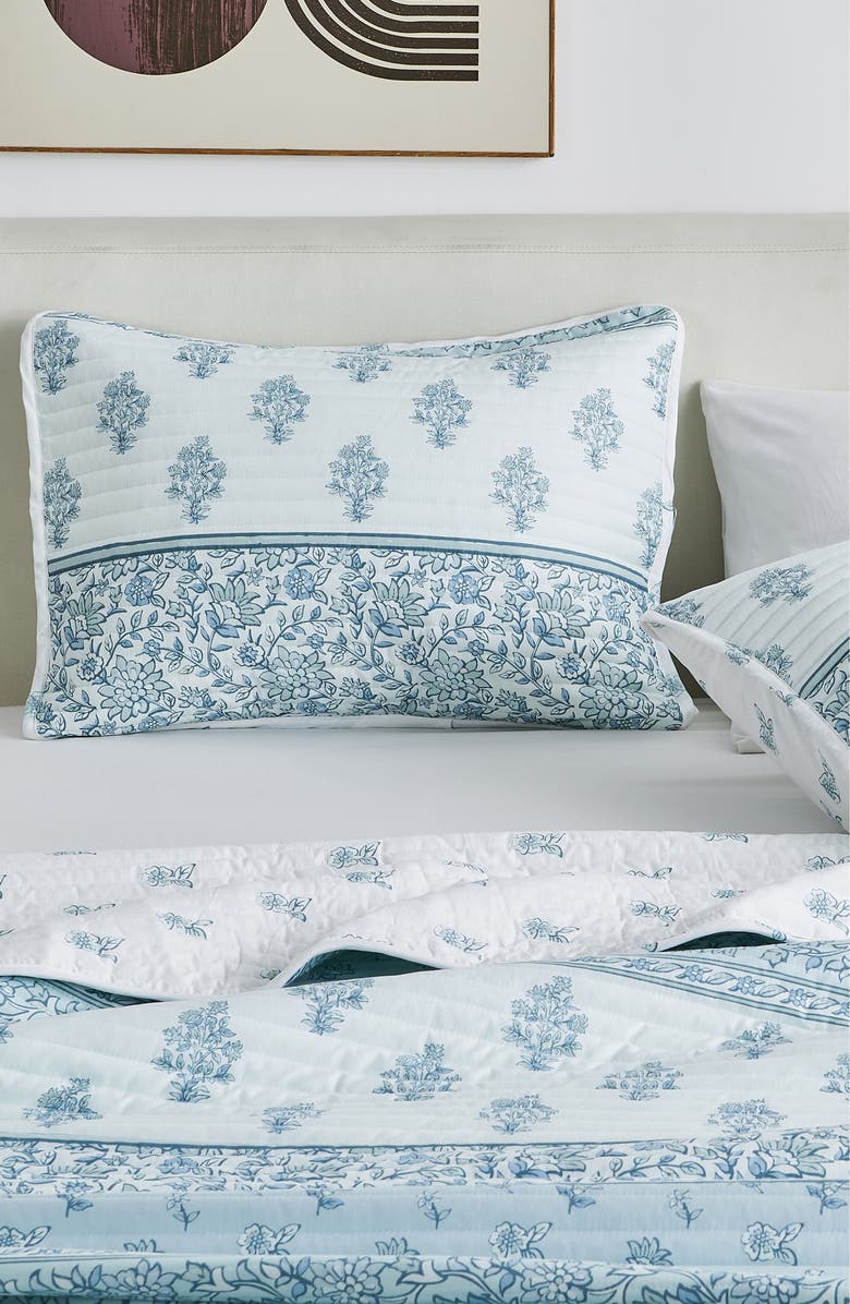 Woven & Weft Floral Print 3-Piece Quilt Set, Alternate, color, Vintage Floral Stripe - Blue