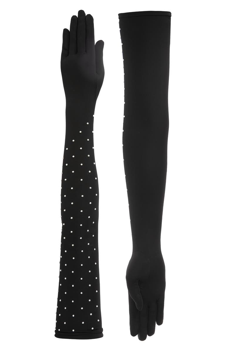 Seymoure Runway Imitation Pearl Gloves, Main, color,