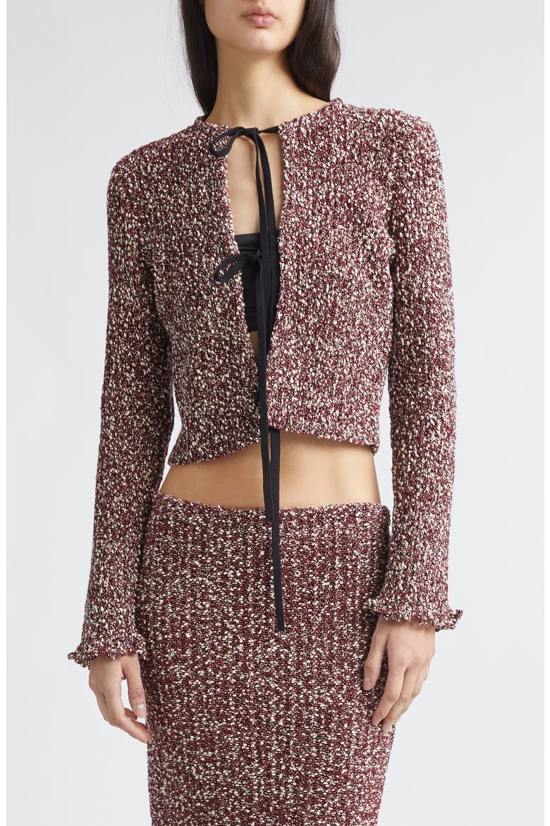 Colette Cotton & Linen Popcorn Slub Cardigan, Main, color, WINE MULTI