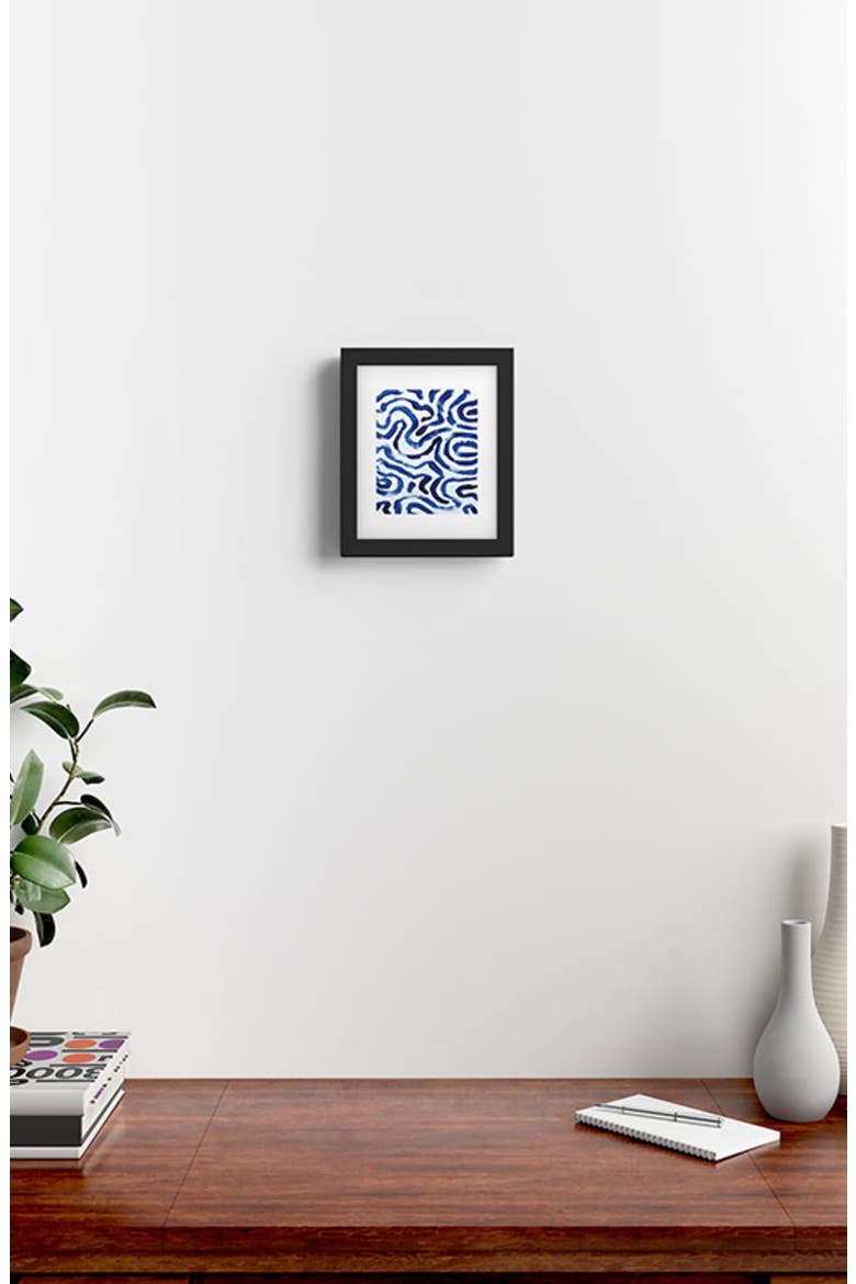 Blue Minimal Framed Art Print, Alternate, color, BLUE/ WHITE
