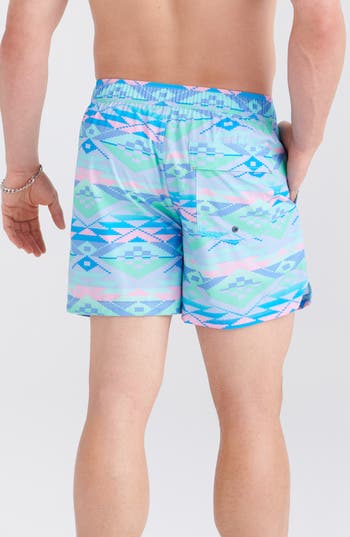 Saxx Oh Buoy 2-in-1 Volley Swim Shorts In Geo Gradiant- Multi