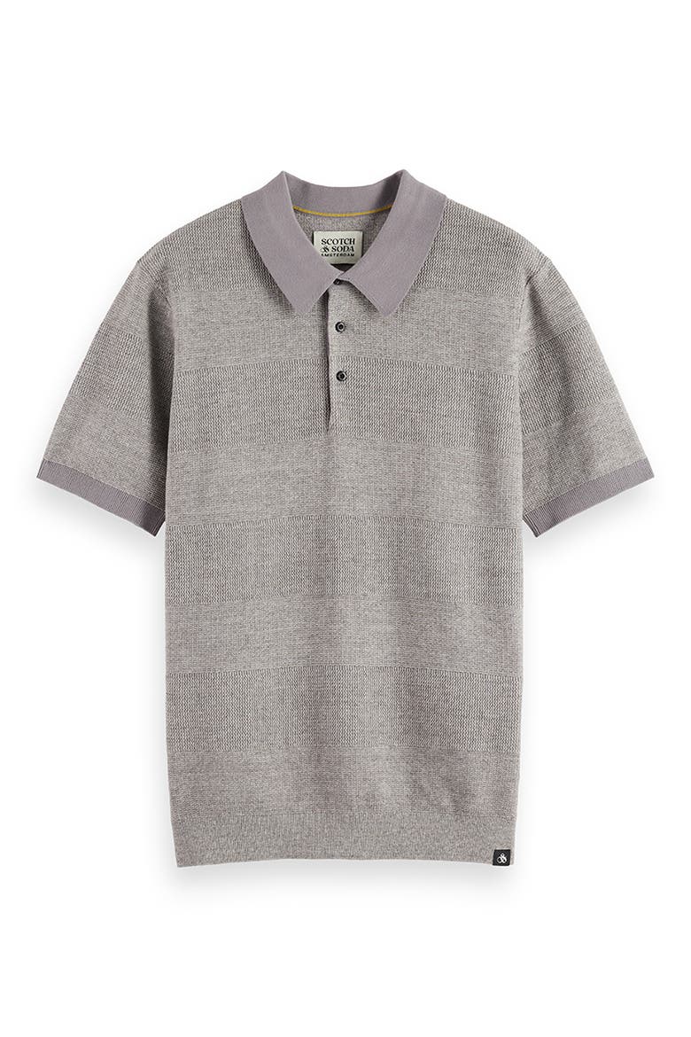 Tonal Stripe Cotton Polo Sweater, Alternate, color, GREY MELANGE