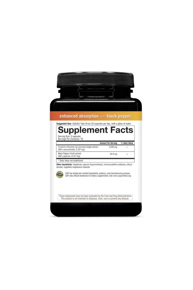 Turmeric Extra Strength Inflammation Support Supplement 210 Vegetarian Capsules, Alternate, color, None