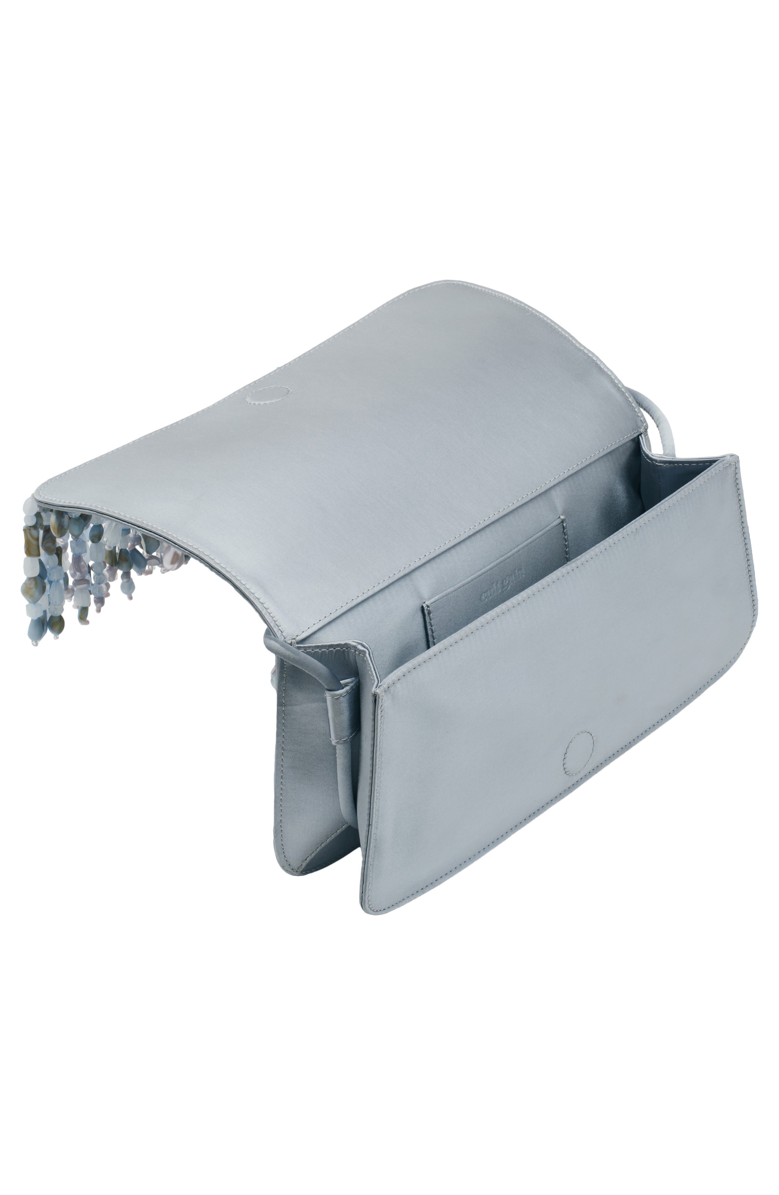 Cult Gaia Idalia Embellished Satin Shoulder Bag, Alternate, color, Coastal