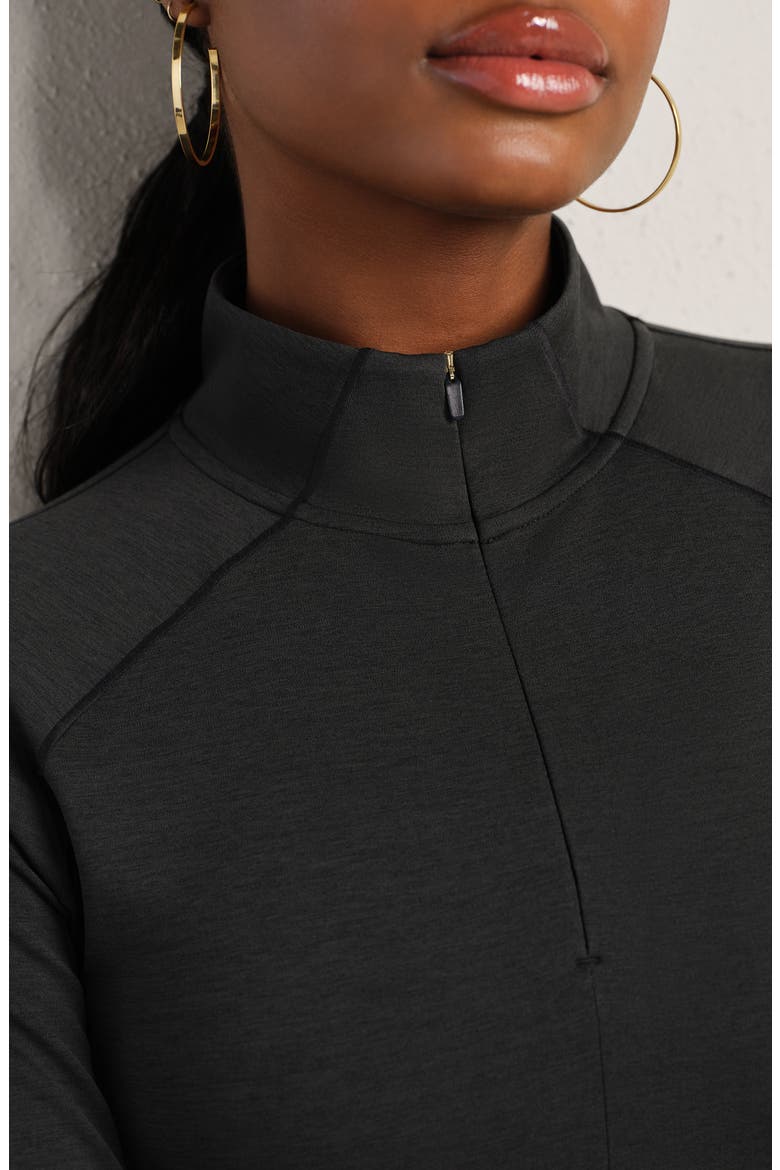 Heather Revive Crop Quarter Zip Top, Alternate, color, BLACK HEATHER