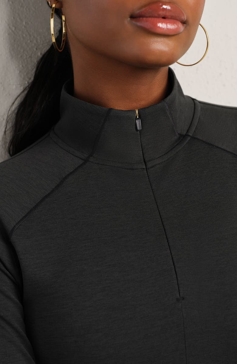 Rhone Heather Revive Crop Quarter Zip Top, Alternate, color, Black Heather