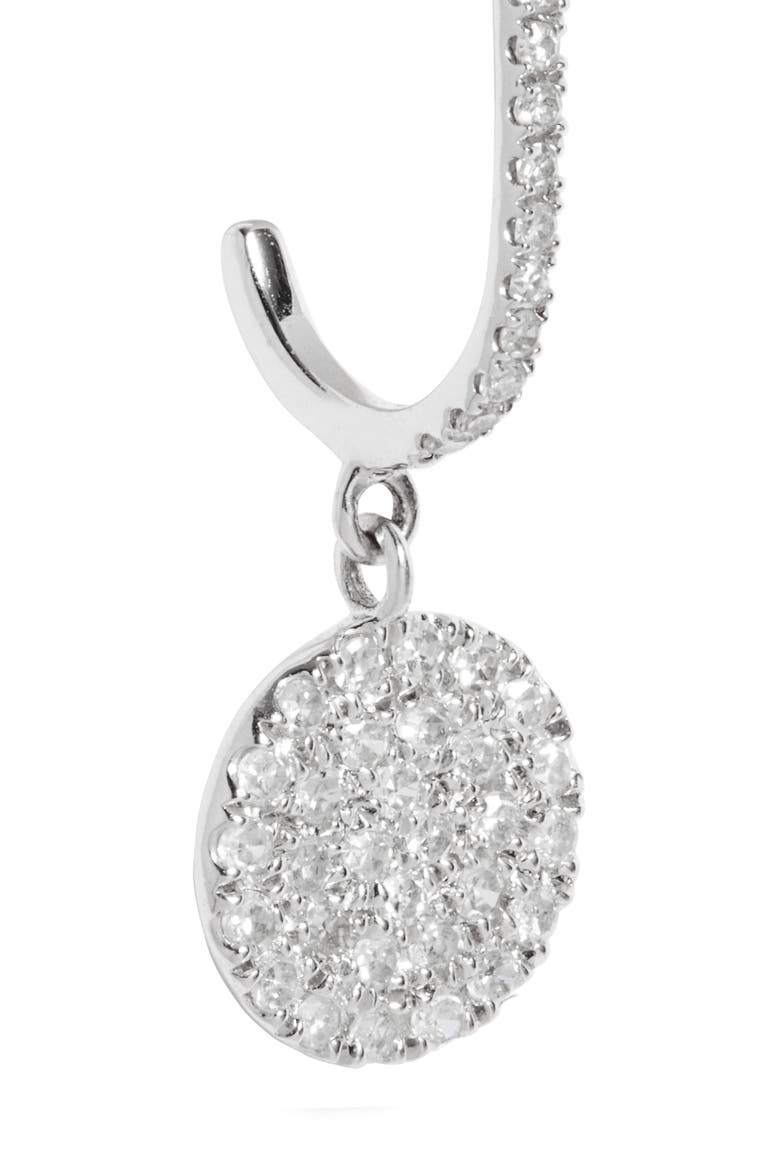 Diamond Pavè Disc Drop Earrings, Alternate, color, WHITE