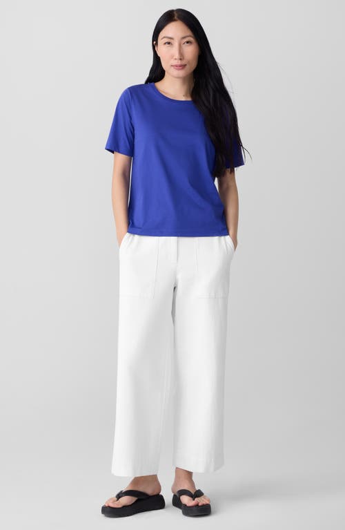 Eileen Fisher Organic Pima Cotton Jersey Round Neck Tee In Blue