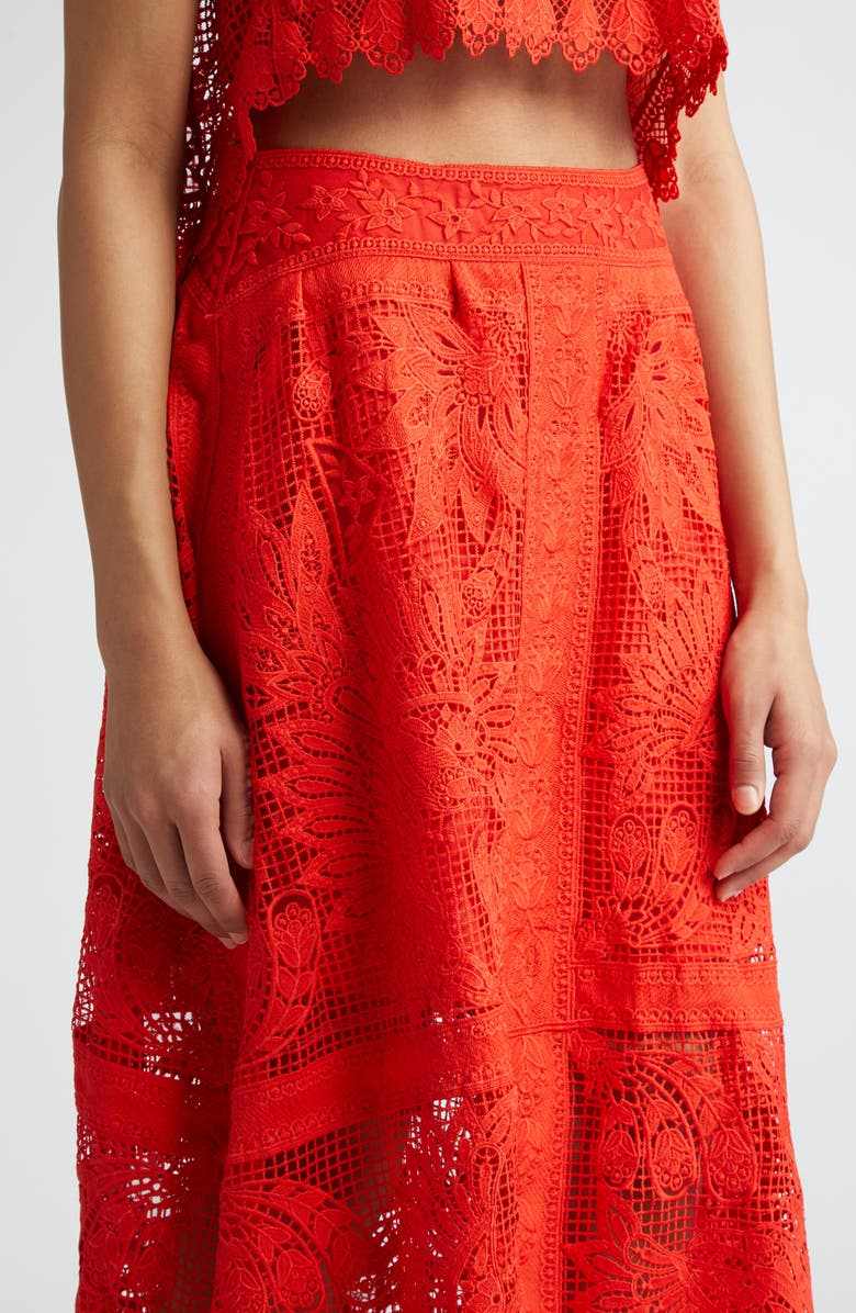 FARM Rio Toucan Guipure Lace Maxi Skirt, Alternate, color, 