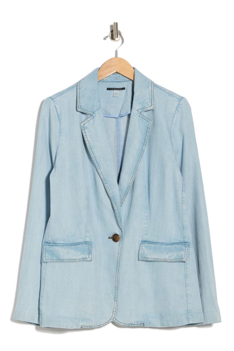 Single Button Chambray Blazer, Alternate, color, LIGHT WASH
