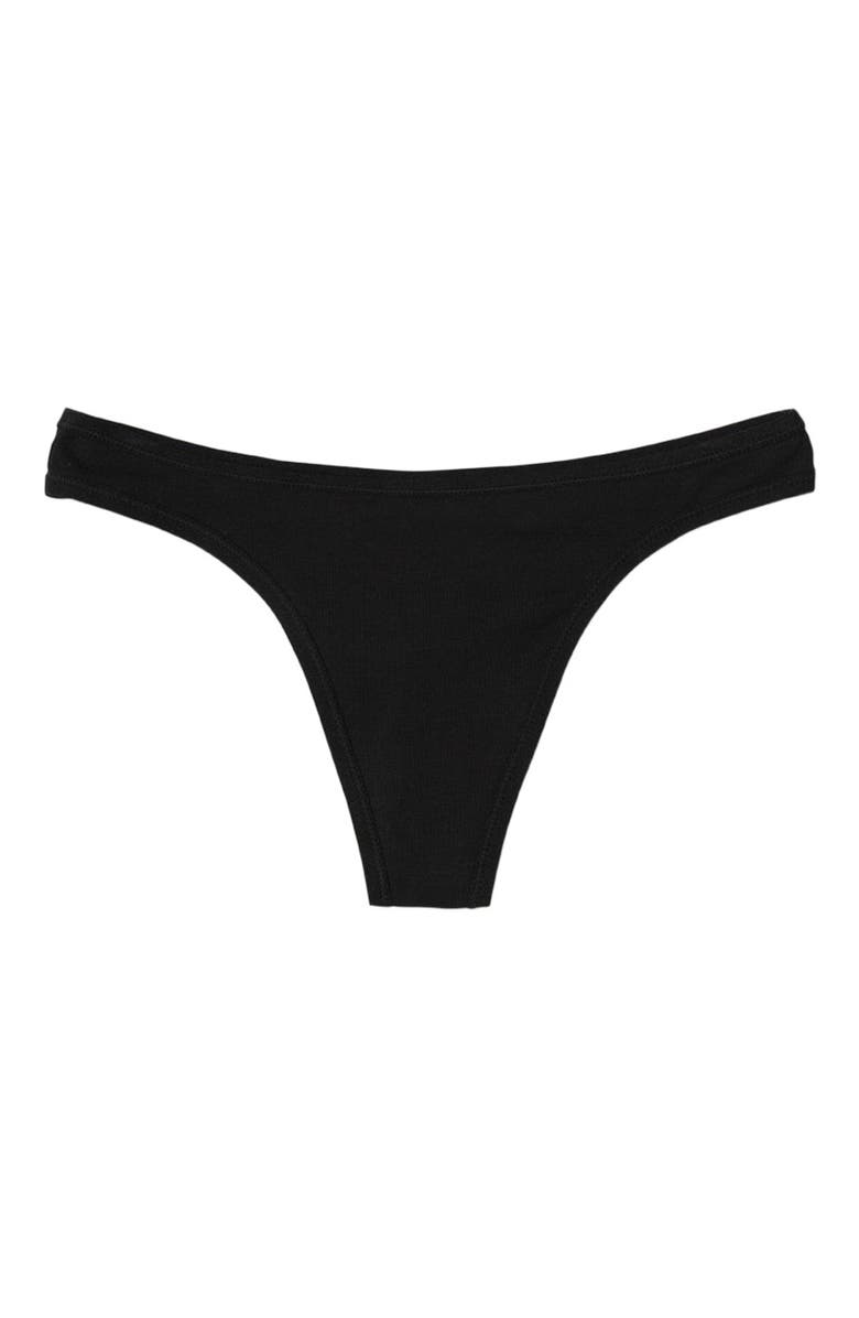 Pact Organic Cotton Everyday Mid Rise Thong 6-Pack, Alternate, color, Black