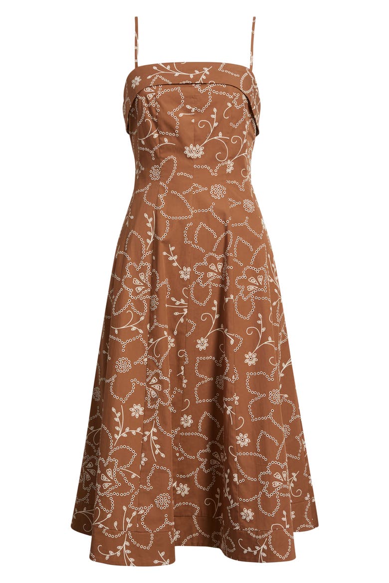 Embroidery Print Cotton Dress, Alternate, color, MOCHA