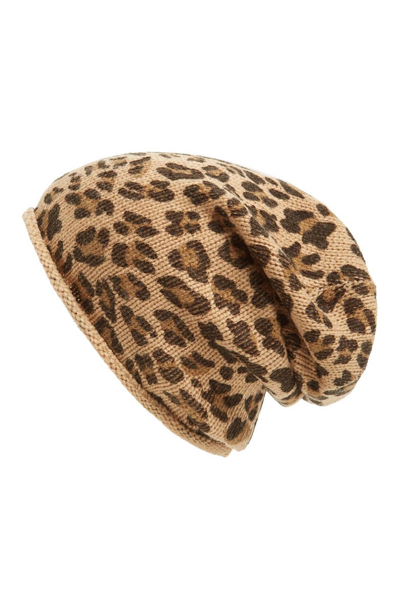 Leopard Beanie, Main, color, CAMEL