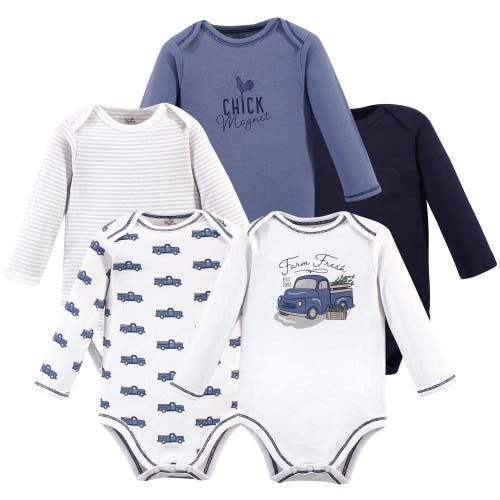 Touched By Nature 5pk Long Sleeve Organic Bodysuits In Multi