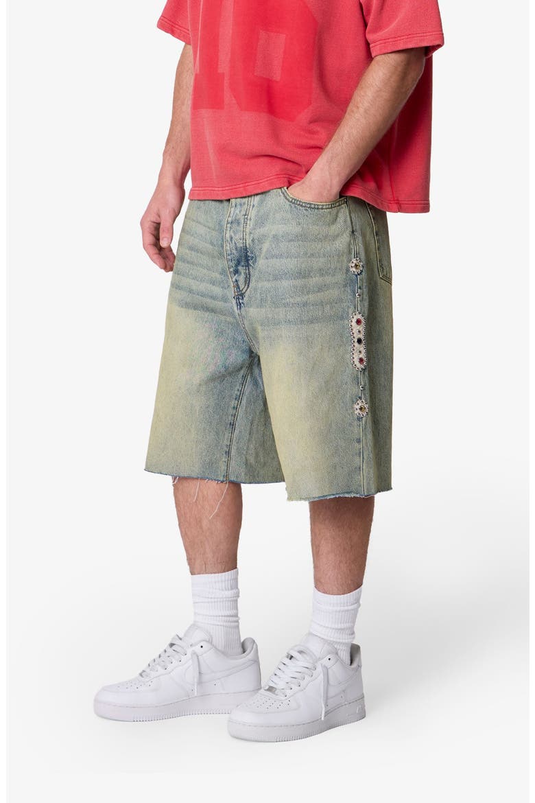 Baggy Mojave Embellished Cutoff Denim Shorts, Alternate, color, BLUE