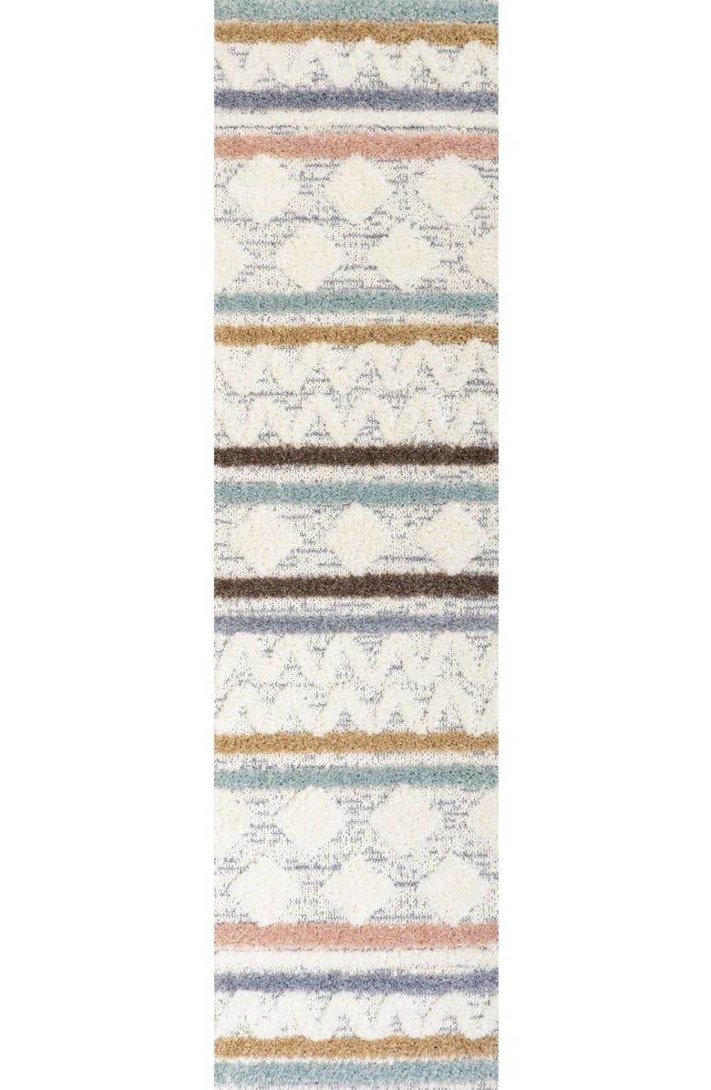 JONATHAN Y Faiza Moroccan Striped Geometric High-Low Area Rug, Main, color, Multi/Cream
