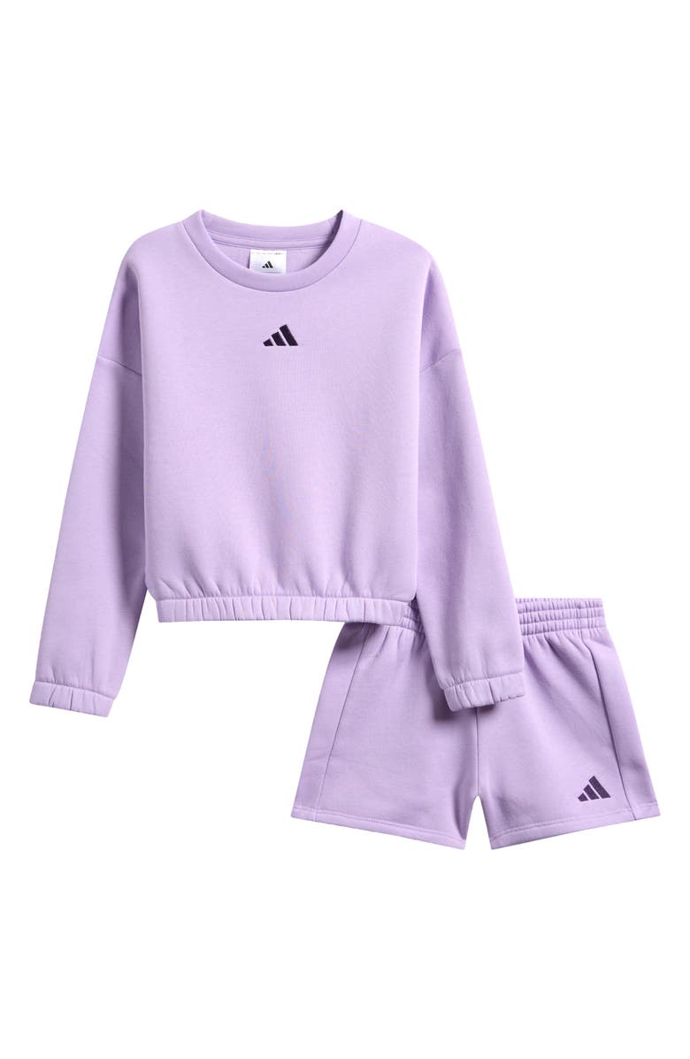 adidas Kids' Fleece Pullover Sweater & Shorts Set, Main, color, 