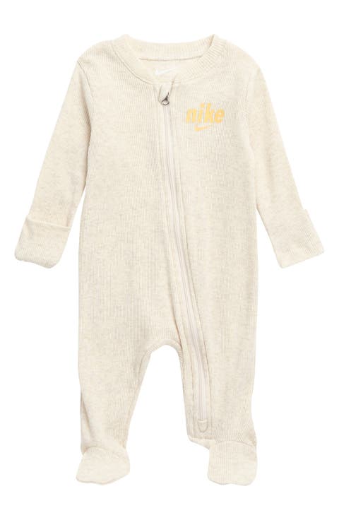 Cotton Blend Ribbed Zip Footie (Baby)