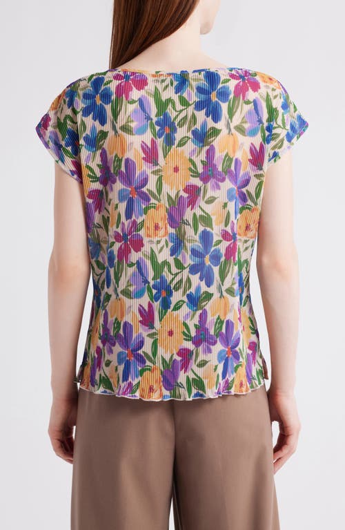 Tahari Asl Plisse Top In Sand Jungle