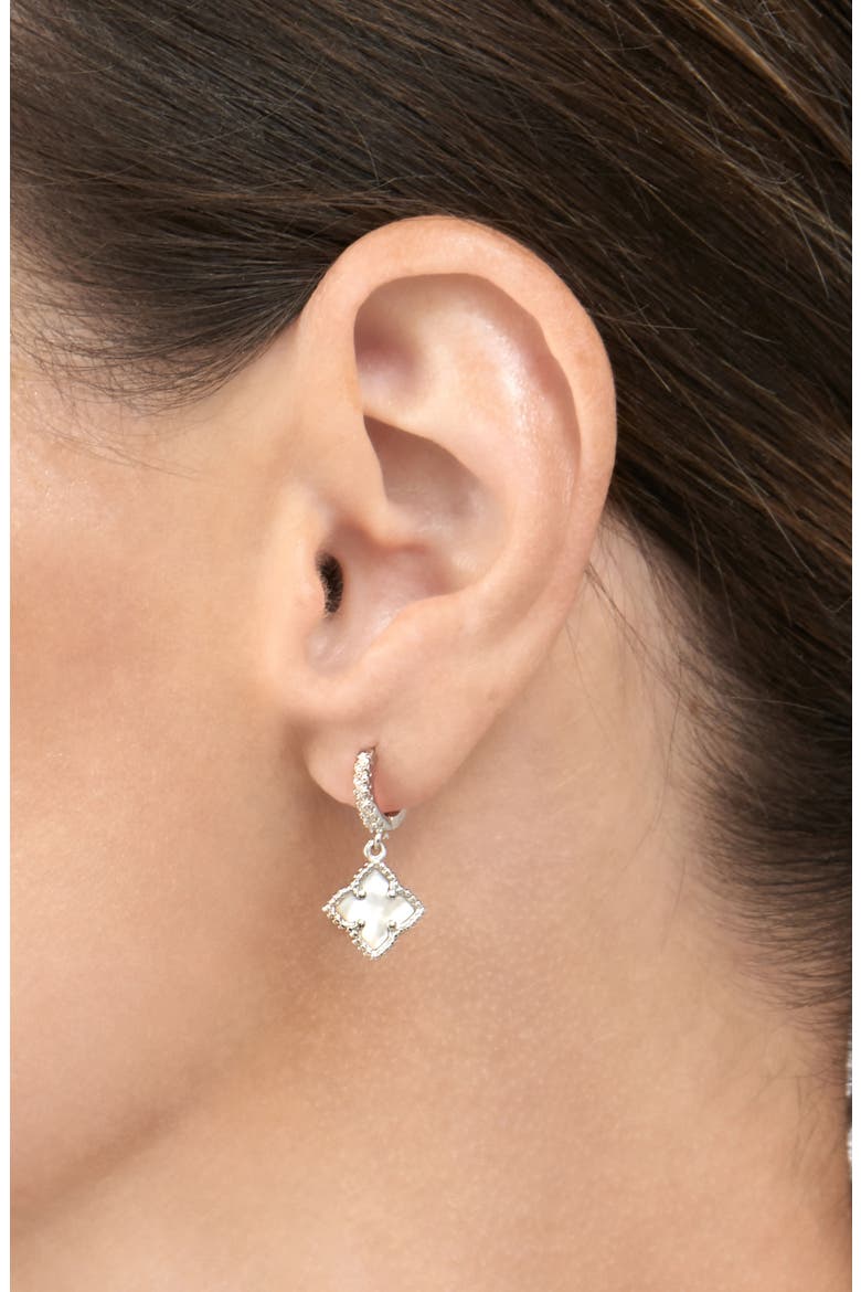 Set of 2 Clover of Hoop Earrings, Alternate, color, SILVER