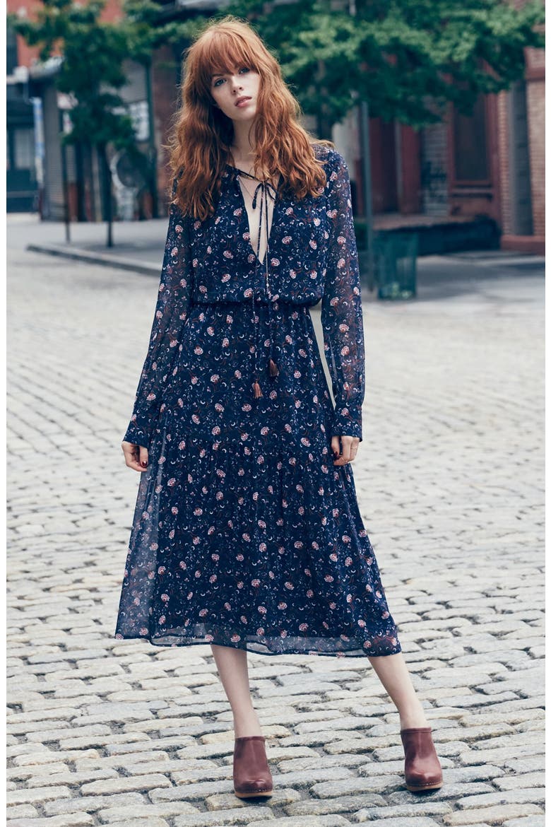 Keyhole Midi Dress, Alternate, color, BLUE